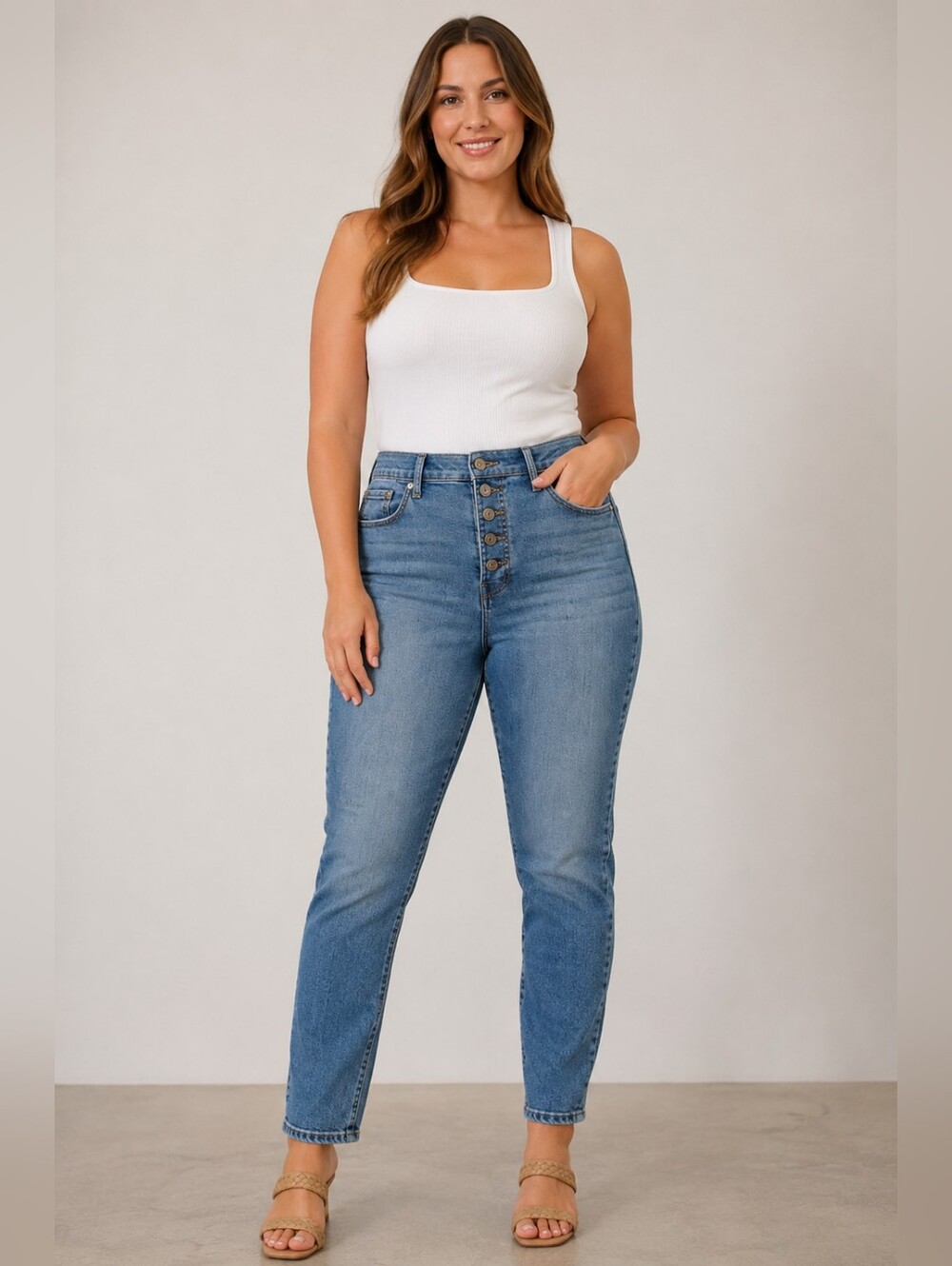 Lucky Brand High-Rise Bridgette Button-Fly Jeans - Light Blue Wash